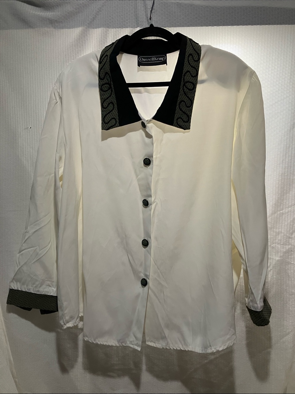 Russell Kemp Cream Blouse with Black Trim